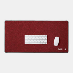 Tapis de bureau élégant en velours rouge avec mono
