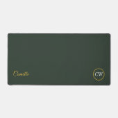 Tapis de bureau élégant Monogramme or vert forêt (Recto)