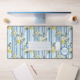 Tapis de bureau en citron floral monogramme sur me