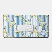 Tapis de bureau en citron floral monogramme sur me (Clavier et souris)