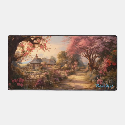 Tapis de bureau en fleurs de cerisier personnalisé (Recto)