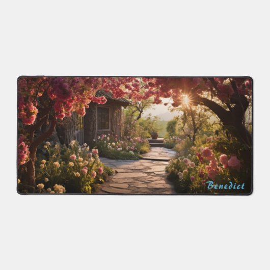 Tapis de bureau en fleurs de cerisier personnalisé (Recto)