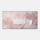 Tapis de bureau en marbre doré Rose personnalisé (Clavier et souris)