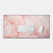 Tapis de bureau en marbre doré Rose personnalisé (Clavier et souris)