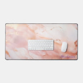 Tapis de bureau en marbre doré Rose personnalisé (Clavier et souris)