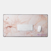 Tapis de bureau en marbre doré Rose personnalisé (Clavier et souris)