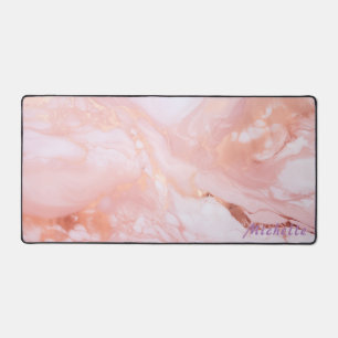Tapis de bureau en marbre doré Rose personnalisé