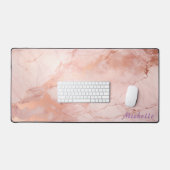Tapis de bureau en marbre doré Rose personnalisé (Clavier et souris)