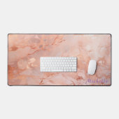 Tapis de bureau en marbre doré Rose personnalisé (Clavier et souris)