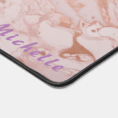 Tapis de bureau en marbre doré Rose personnalisé (Coin)