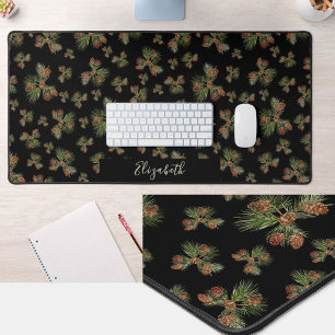 Tapis de bureau en verdure personnalisé aux cônes