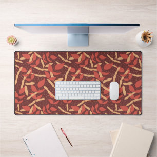 Tapis de bureau Feuilles mortes sur fond rouge fon