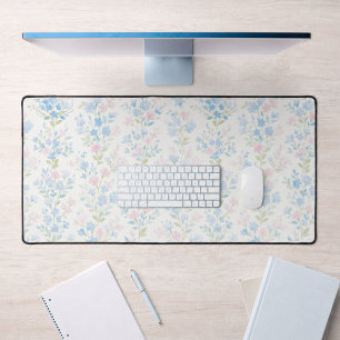 Tapis de bureau floral bleu féminin