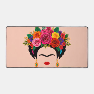 Tapis de bureau floral coloré inspiré de Frida