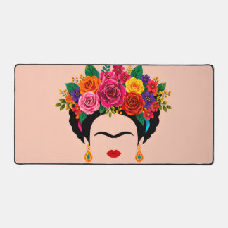 Tapis de bureau floral coloré inspiré de Frida