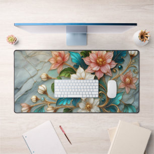 Tapis de bureau floral de luxe Dessus de bureau de