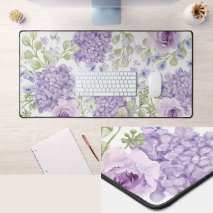 Tapis de bureau floral grand format aquarelle viol