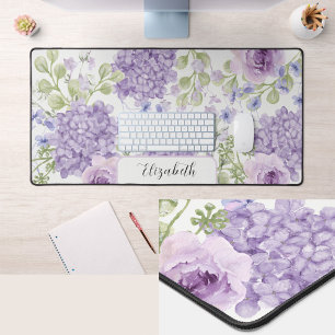 Tapis de bureau floral grand format aquarelle viol
