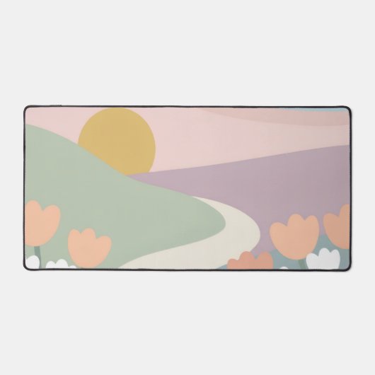 Tapis de bureau floral pastel éthéré esthétique (Recto)