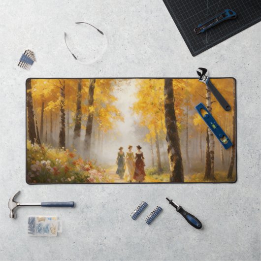 Tapis de bureau forêt dorée romantique (Poste de travail)
