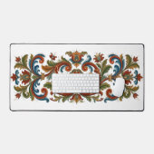 Tapis de bureau géant à motif Rosemaling scandinav (Clavier et souris)