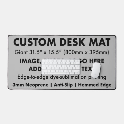 Tapis de bureau géant sur mesure - Gris de magnési (Clavier et souris)