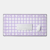 Tapis de bureau gingham à bordure ondulée lavande (Clavier et souris)
