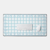 Tapis de bureau gingham ondulé bleu bébé (Clavier et souris)