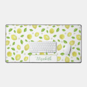 Tapis de bureau grand format avec citrons aquarell (Clavier et souris)
