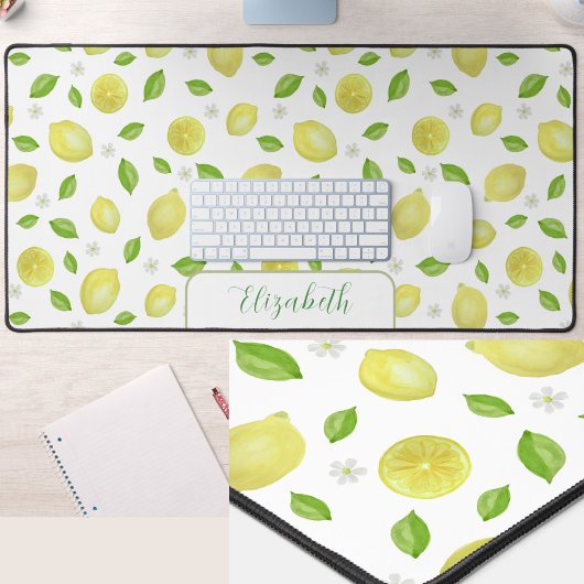 Tapis de bureau grand format avec citrons aquarell
