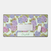 Tapis de bureau grand format floral aquarelle vert (Clavier et souris)