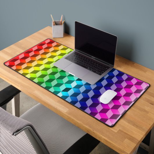 Tapis de bureau - Illusion de blocs arc-en-ciel (Bureau 2)