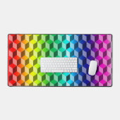 Tapis de bureau - Illusion de blocs arc-en-ciel (Clavier et souris)