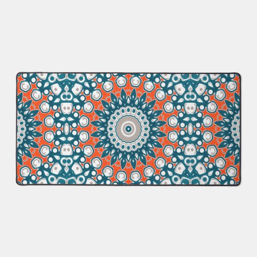 Tapis de Bureau Mandala Bold Sarcelle Corail (Recto)