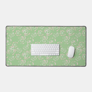 Tapis de bureau moderne fleuri rose vert