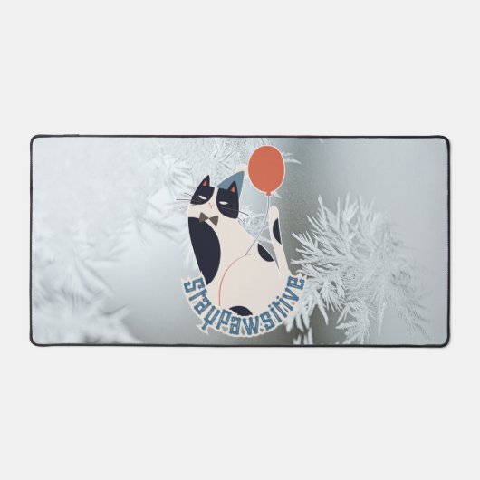 Tapis de bureau moderne pour chat Restez Pawsitive (Recto)