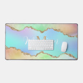 Tapis de bureau monogramme arc-en-ciel pastel Coul (Clavier et souris)