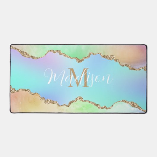 Tapis de bureau monogramme arc-en-ciel pastel Coul (Recto)