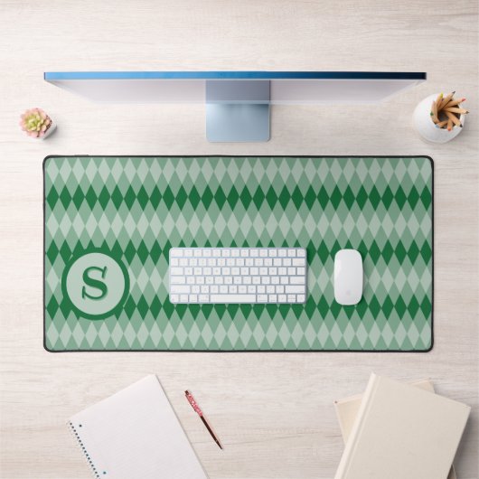 Tapis de bureau - Motif Jacquard en vert avec Mono (Bureau 1)