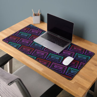 Tapis de bureau Neon Cassette – Rose Rouge