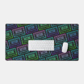 Tapis de bureau Neon Cassette – Vert Bleu (Clavier et souris)