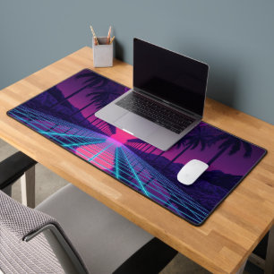 Tapis de bureau néon crépuscule Synthwave Rétro 80