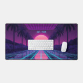 Tapis de bureau néon crépuscule Synthwave Rétro 80 (Clavier et souris)