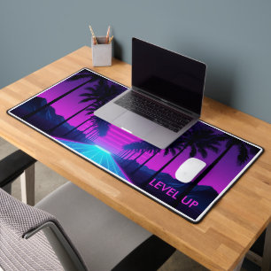 Tapis de bureau néon Grid Vaporwave des années 80