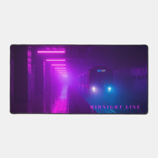 Tapis de bureau Neon Metro Synthwave – Rétro Futur (Recto)