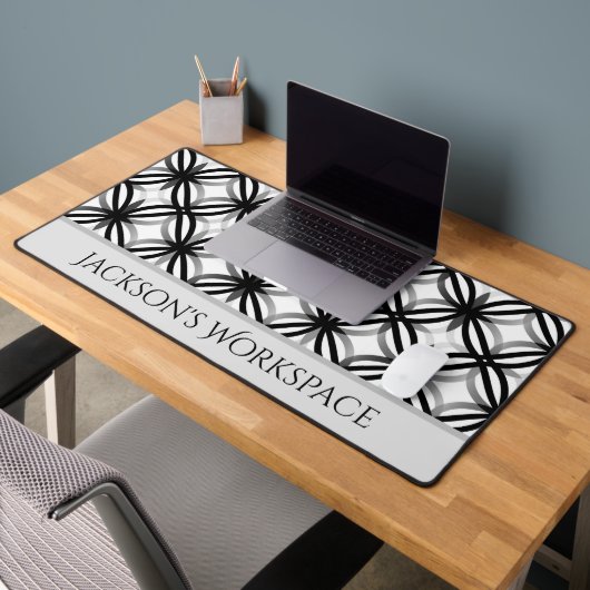 Tapis de bureau noir et blanc personnalisé (Bureau 2)