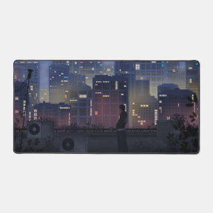Tapis de bureau paysage urbain animé Lofi - Milieu