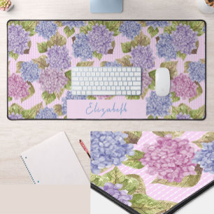 Tapis de bureau personnalisé Fleurs roses et viole