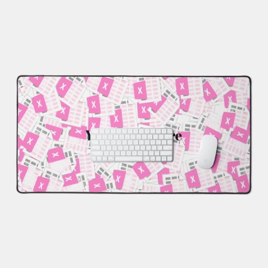 Tapis de bureau personnalisé motif tableur rose (Clavier et souris)