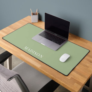 Tapis de bureau personnalisé vert sauge simple